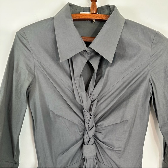 Celine Grey Cotton Blend Braided Detail Short Dress Size 34 EU 2 US - Picture 10 of 11